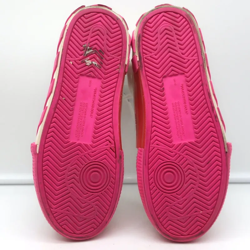 Off-White Vulkanisierte Low-Top-Sneaker Weiße Leinwand & Pink Wildleder Größe 37