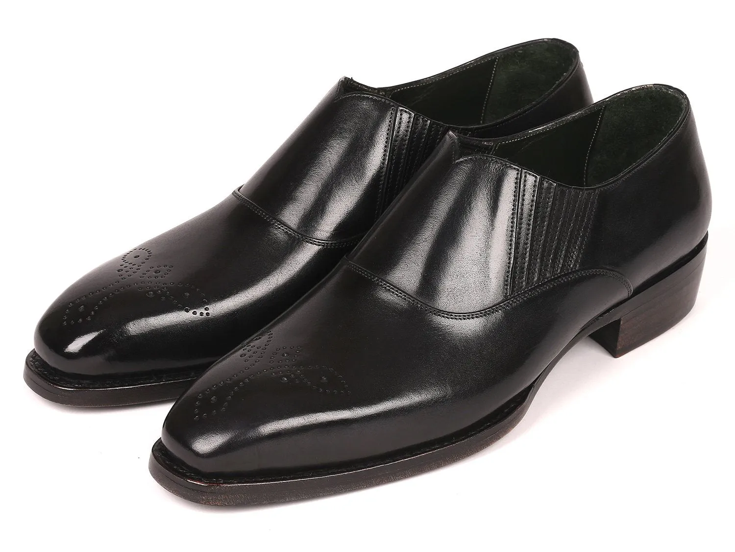 Paul Parkman Schuhe Paul Parkman Goodyear durchgenähte Elastische Loafer in Schwarz
