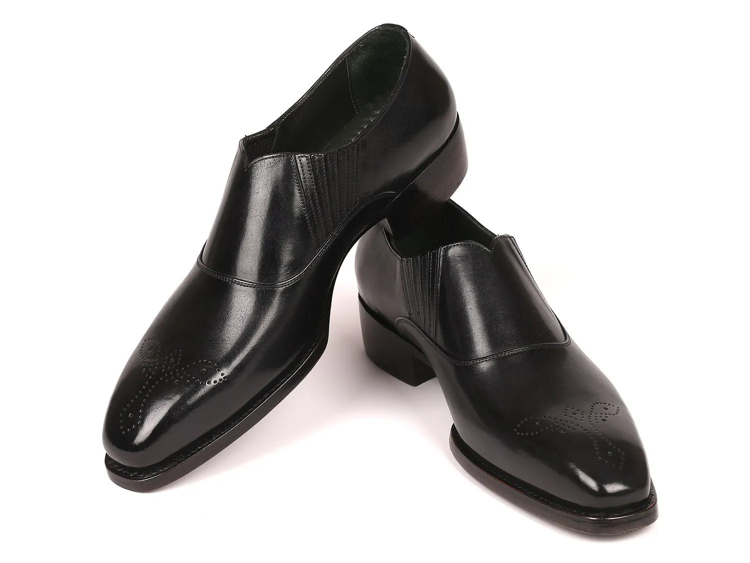 Paul Parkman Schuhe Paul Parkman Goodyear durchgenähte Elastische Loafer in Schwarz