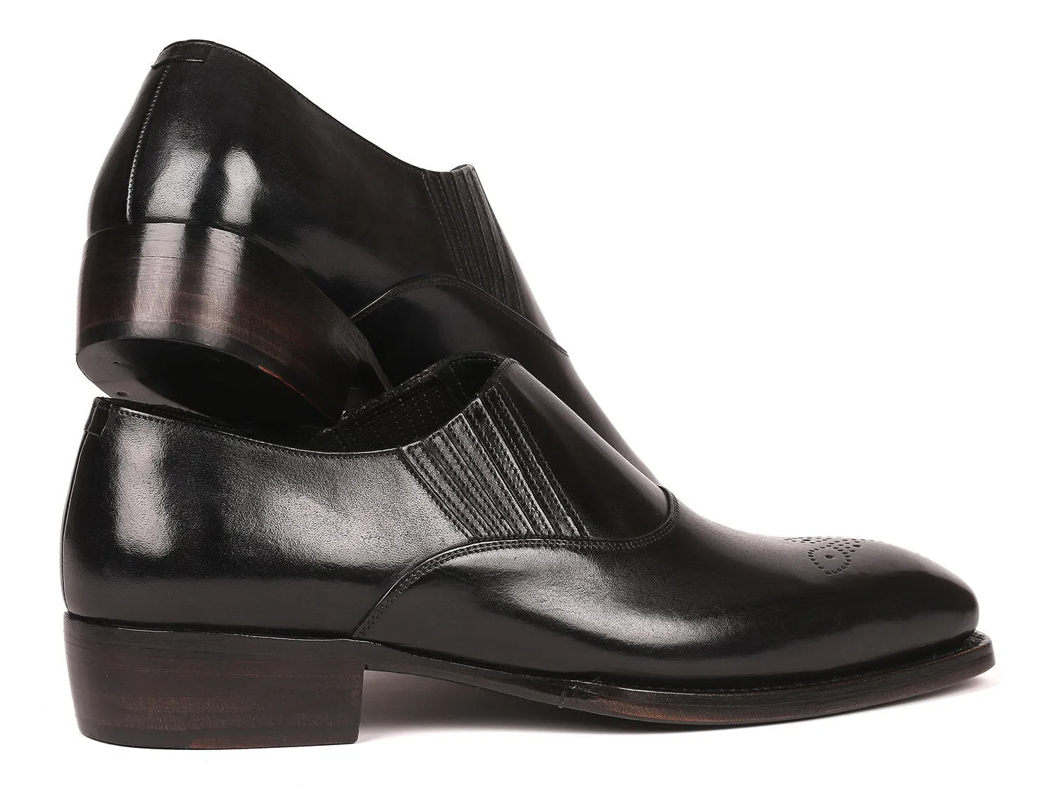 Paul Parkman Schuhe Paul Parkman Goodyear durchgenähte Elastische Loafer in Schwarz