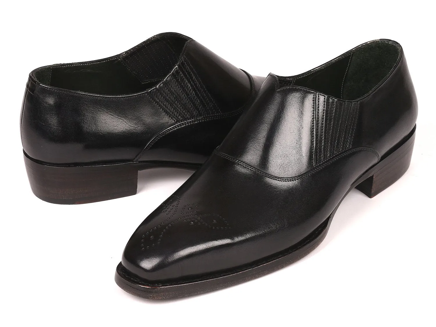 Paul Parkman Schuhe Paul Parkman Goodyear durchgenähte Elastische Loafer in Schwarz