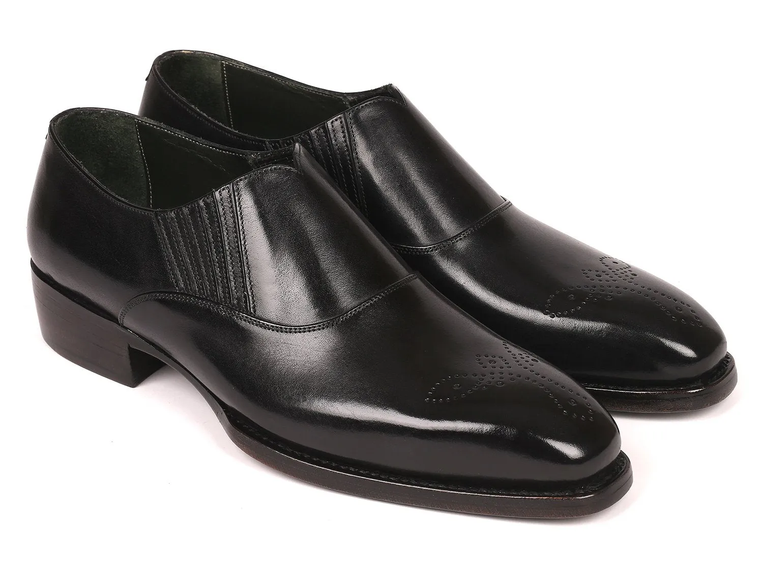 Paul Parkman Schuhe Paul Parkman Goodyear durchgenähte Elastische Loafer in Schwarz