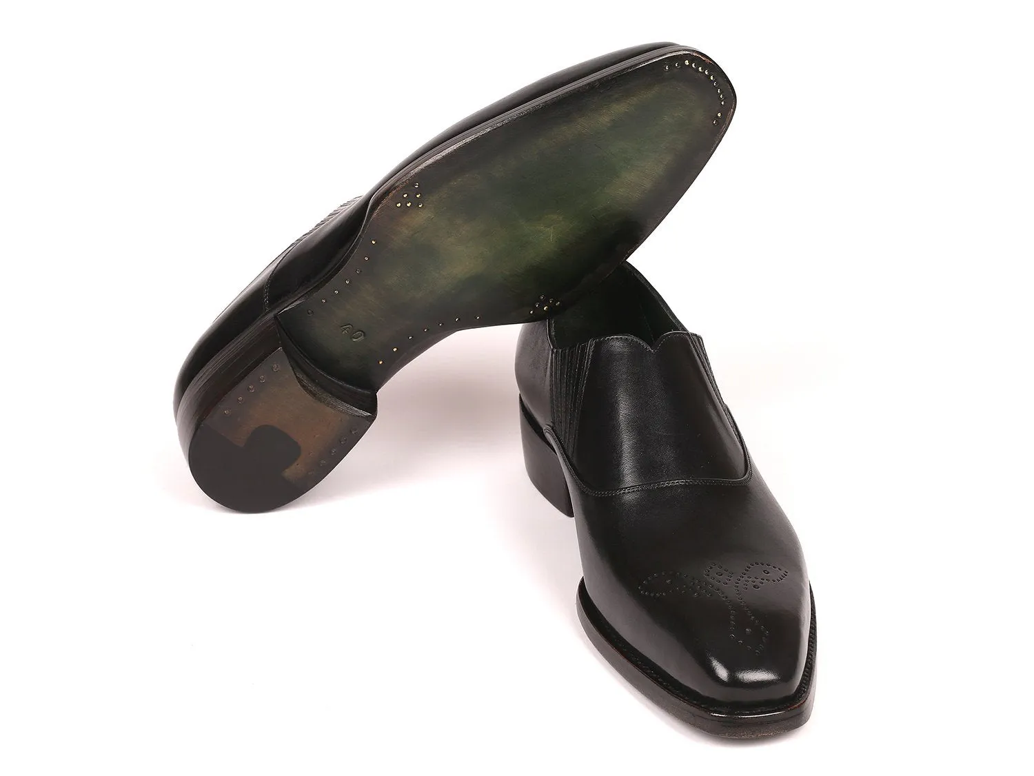 Paul Parkman Schuhe Paul Parkman Goodyear durchgenähte Elastische Loafer in Schwarz