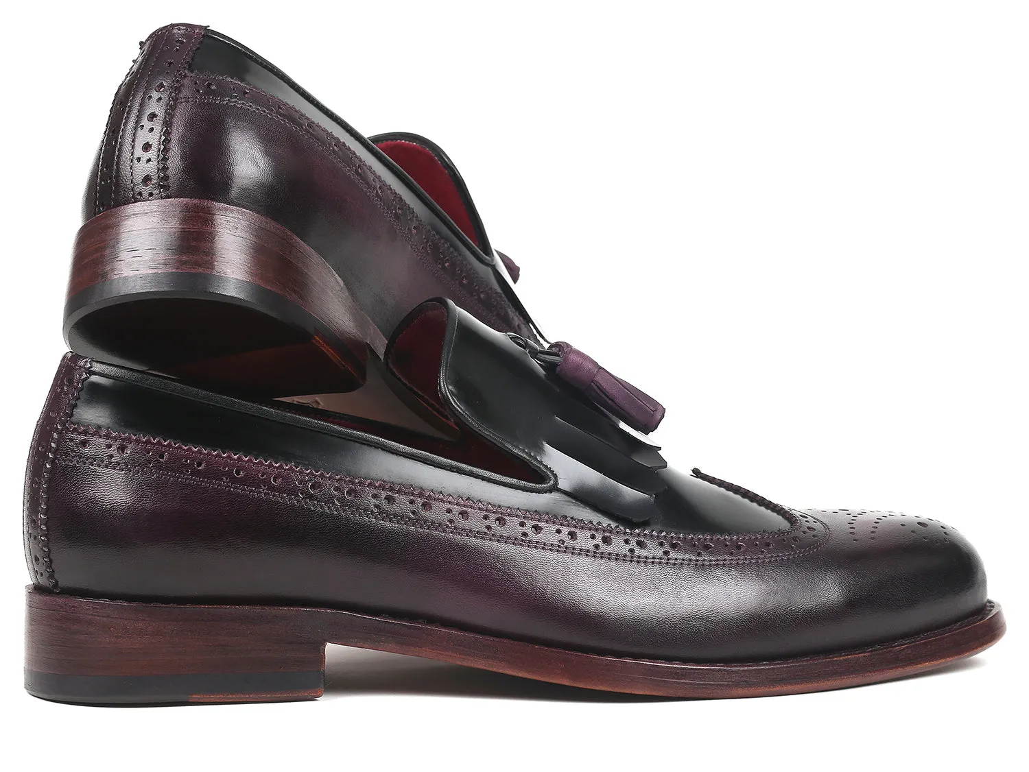 Paul Parkman Schuhe Paul Parkman Kiltie Quaste Loafer in Schwarz & Lila
