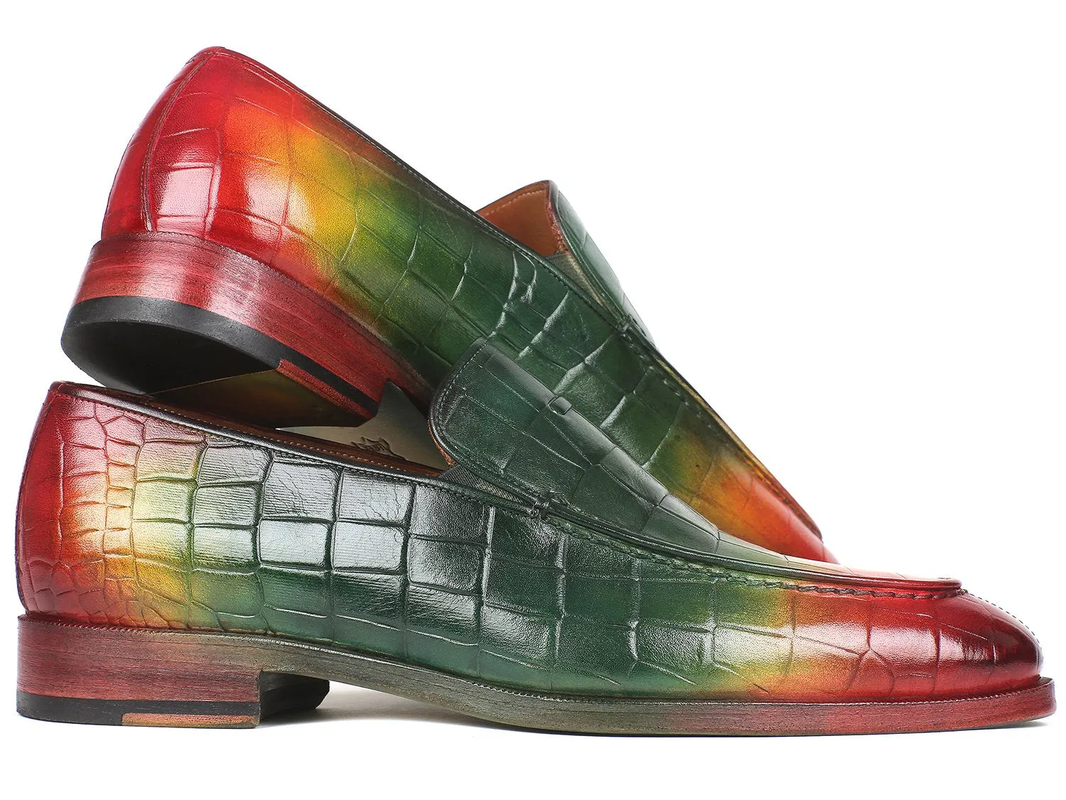 Paul Parkman Schuhe Paul Parkman Herren-Loafer aus Krokodilgeprägtem Kalbsleder in Mehrfarben