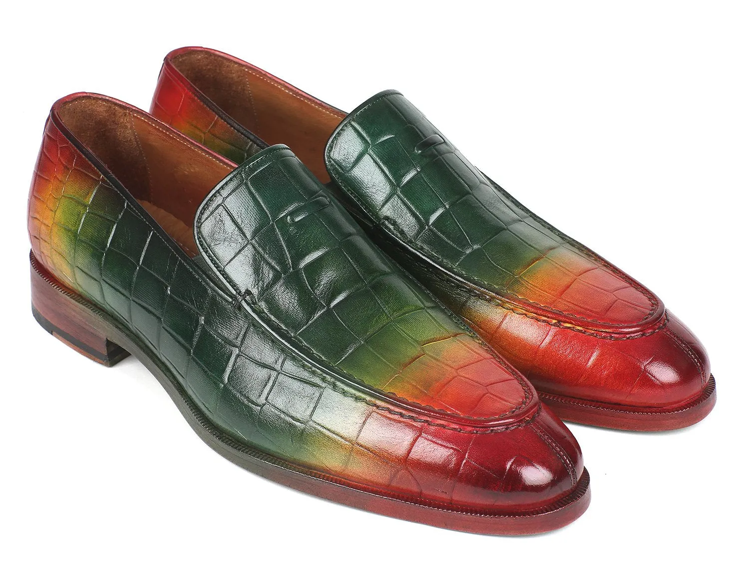 Paul Parkman Schuhe Paul Parkman Herren-Loafer aus Krokodilgeprägtem Kalbsleder in Mehrfarben