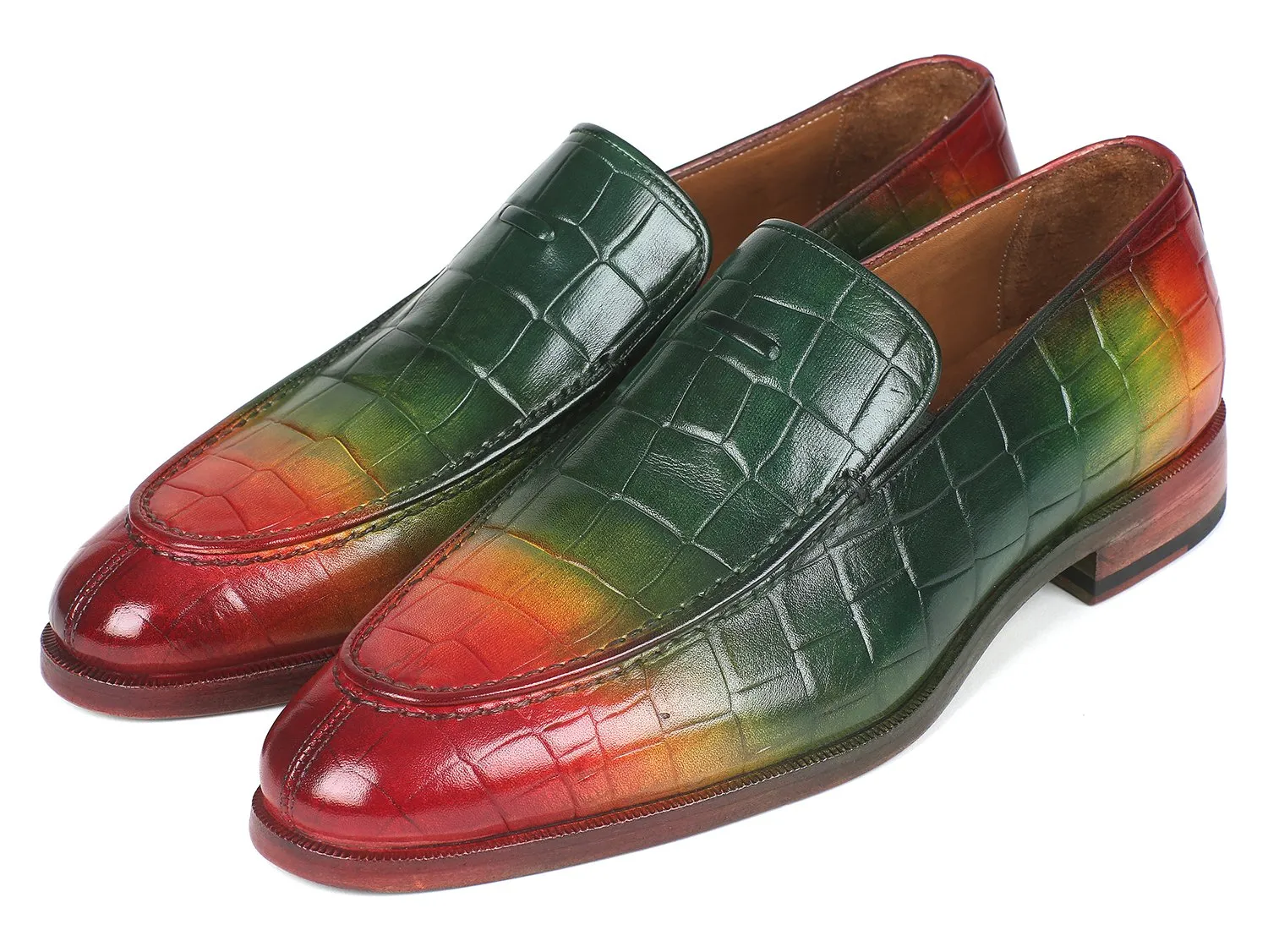 Paul Parkman Schuhe Paul Parkman Herren-Loafer aus Krokodilgeprägtem Kalbsleder in Mehrfarben