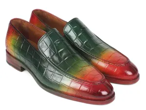 Paul Parkman Schuhe Paul Parkman Herren-Loafer aus Krokodilgeprägtem Kalbsleder in Mehrfarben