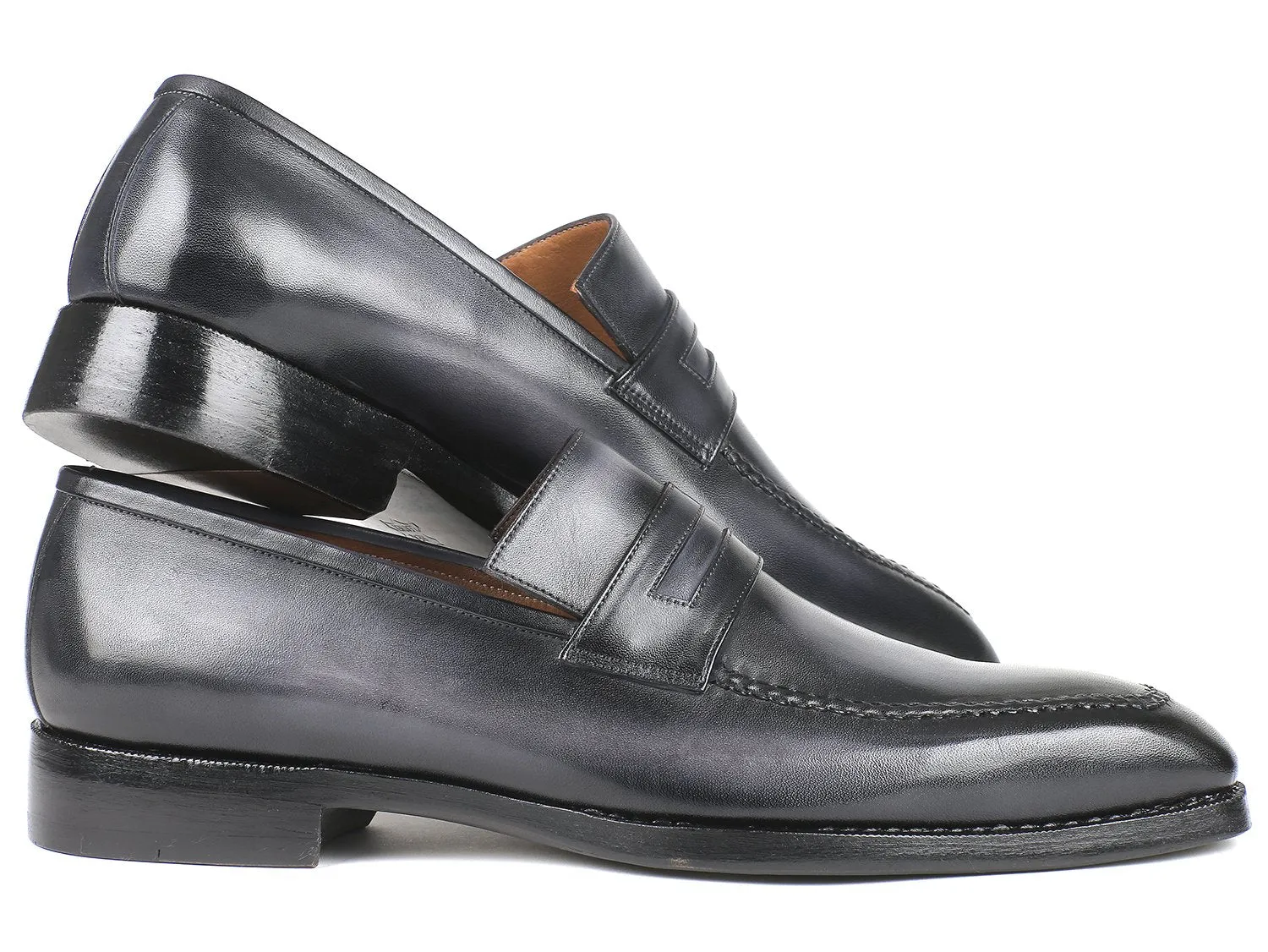 Paul Parkman Schuhe Paul Parkman Herren Goodyear-Brandsohlen-Loafer in grau gebürstet