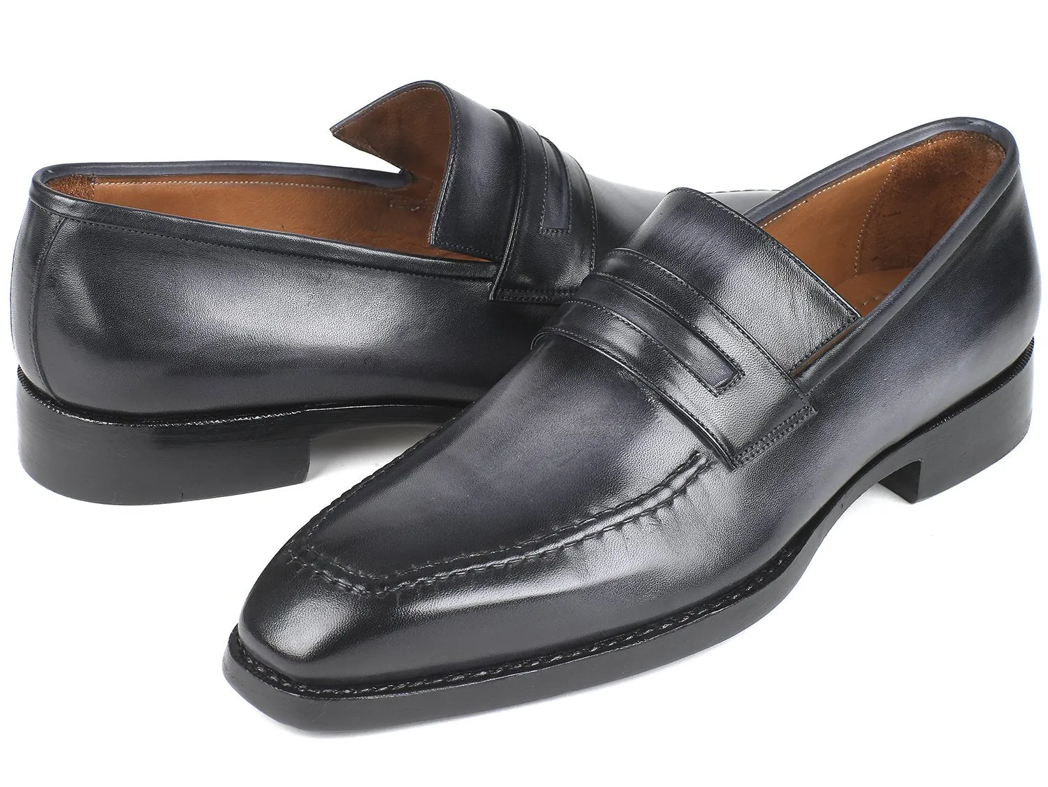 Paul Parkman Schuhe Paul Parkman Herren Goodyear-Brandsohlen-Loafer in grau gebürstet