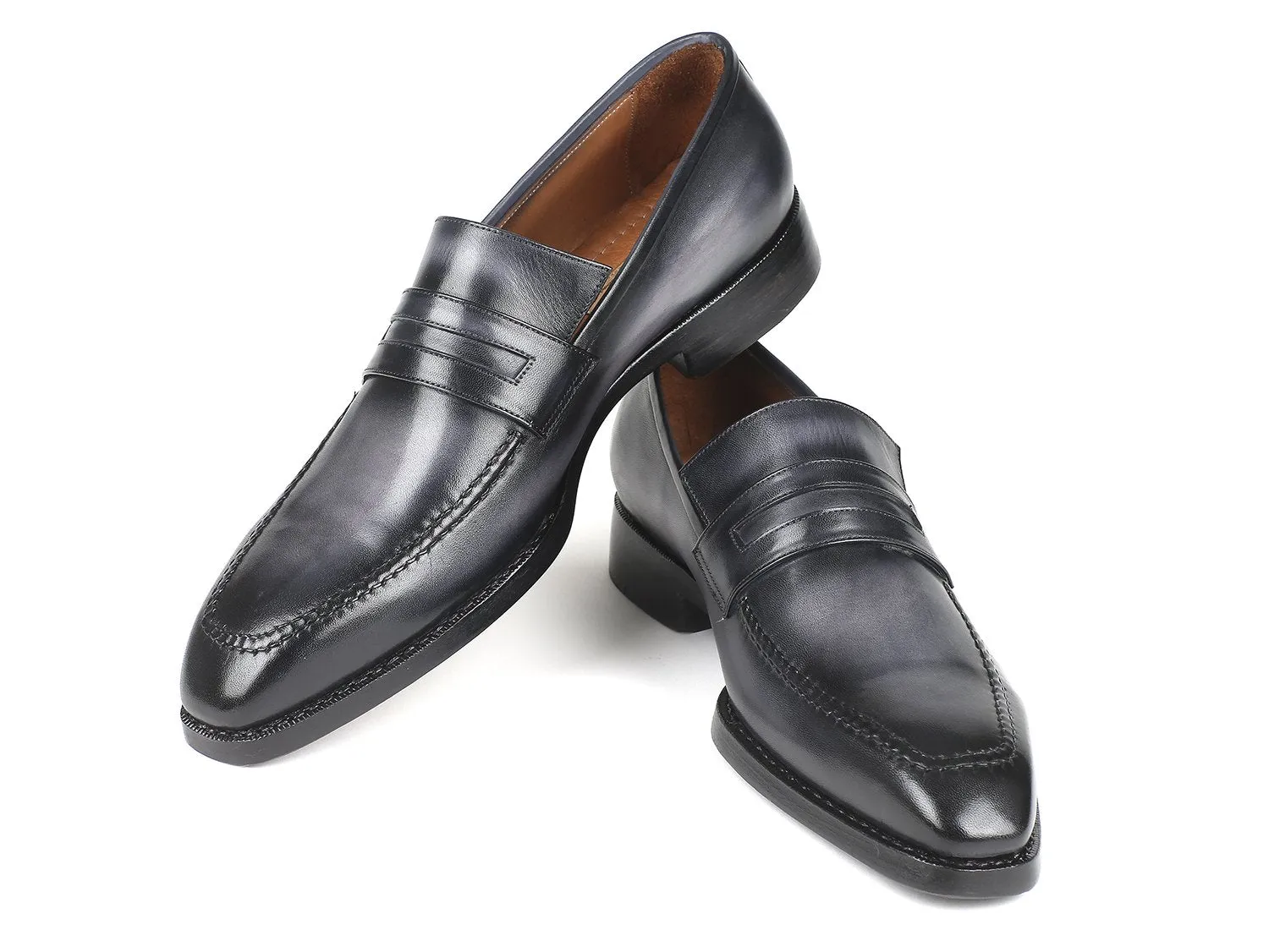 Paul Parkman Schuhe Paul Parkman Herren Goodyear-Brandsohlen-Loafer in grau gebürstet