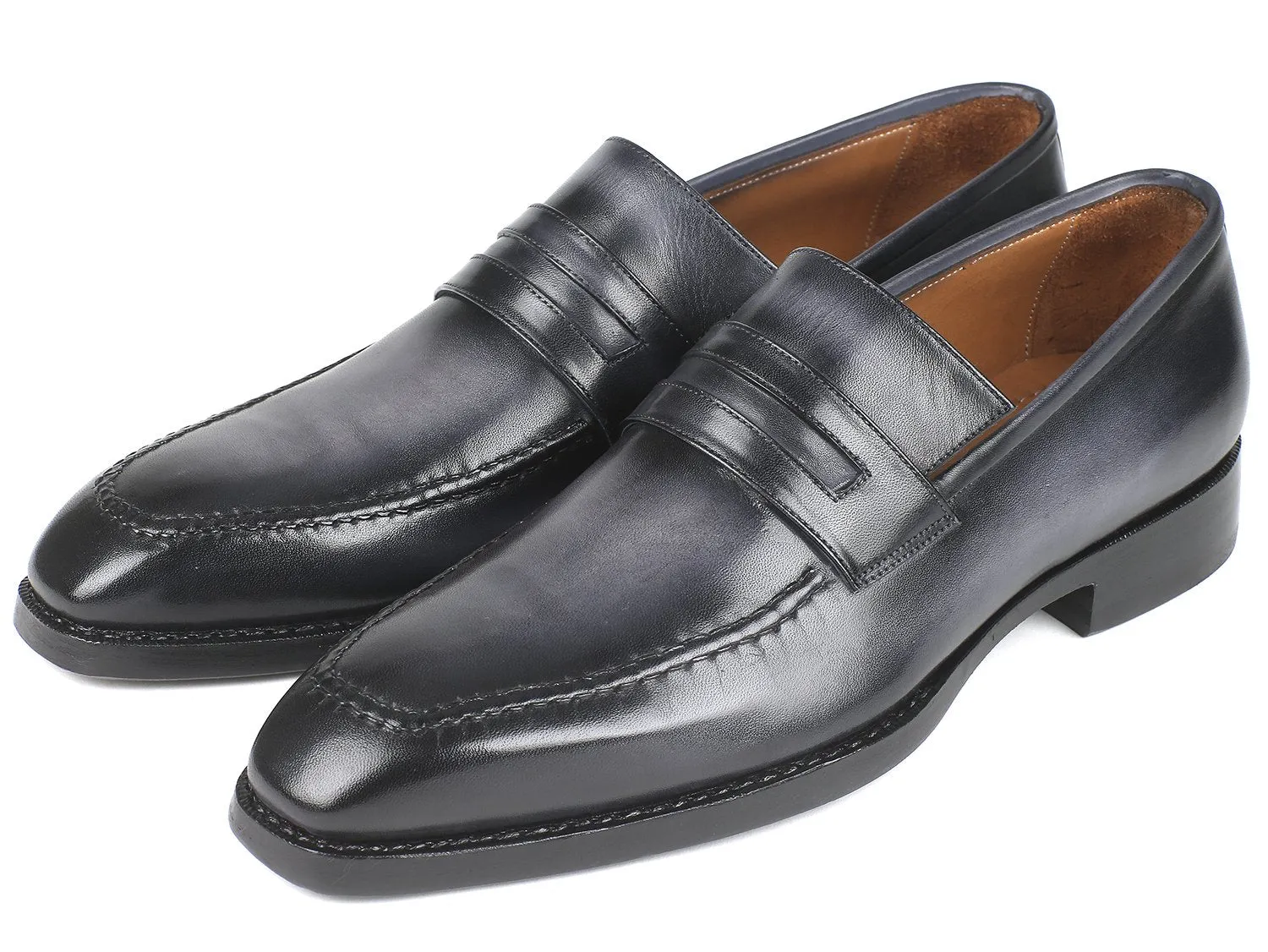 Paul Parkman Schuhe Paul Parkman Herren Goodyear-Brandsohlen-Loafer in grau gebürstet