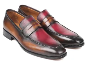 Paul Parkman Schuhe Paul Parkman Herren-Handbemalte Lederloafers in Braun & Bordeaux