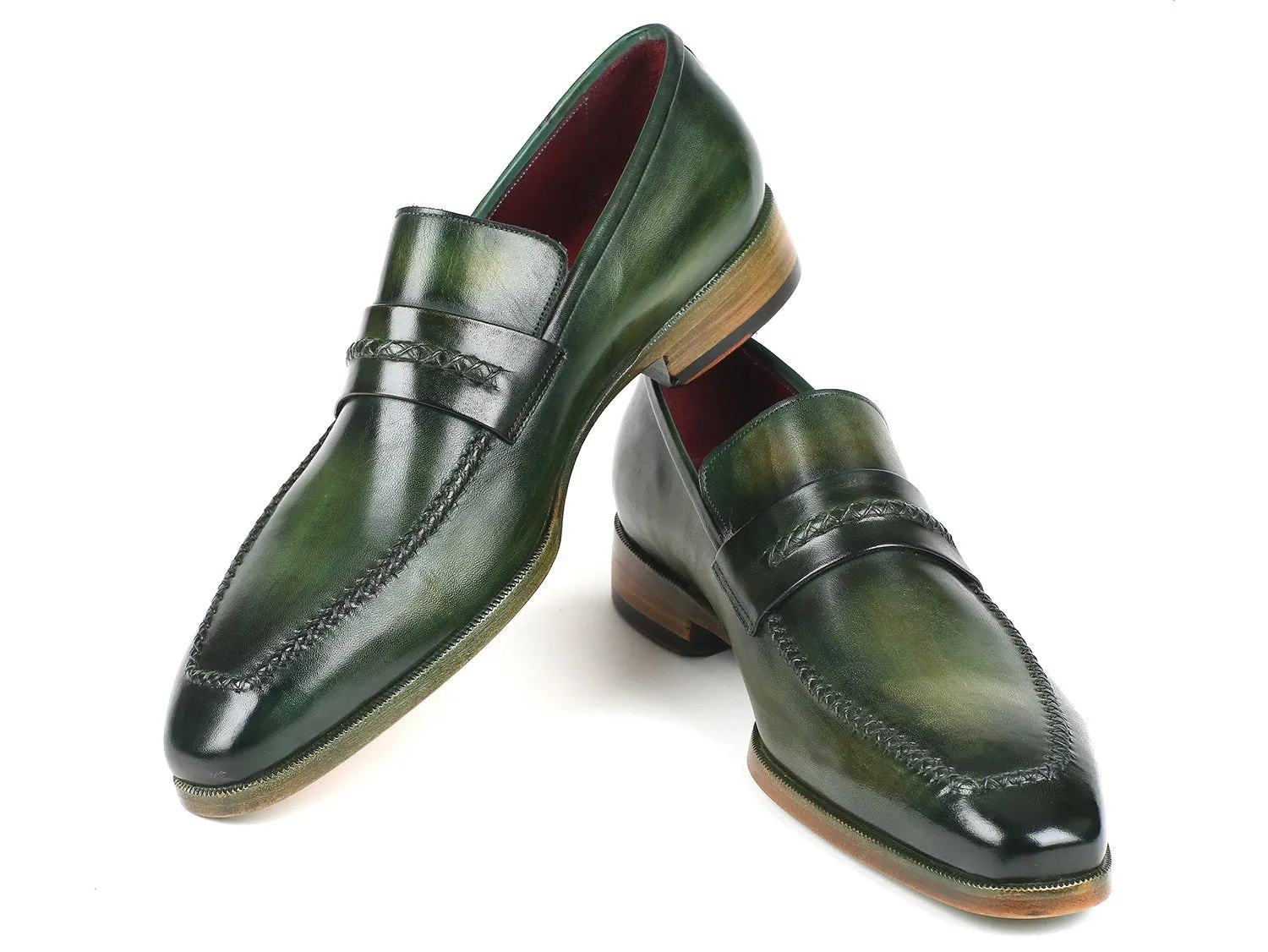 Paul Parkman Schuhe Paul Parkman Herren-Handbemalte Lederloafer in Grün