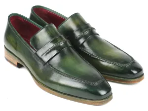 Paul Parkman Schuhe Paul Parkman Herren-Handbemalte Lederloafer in Grün