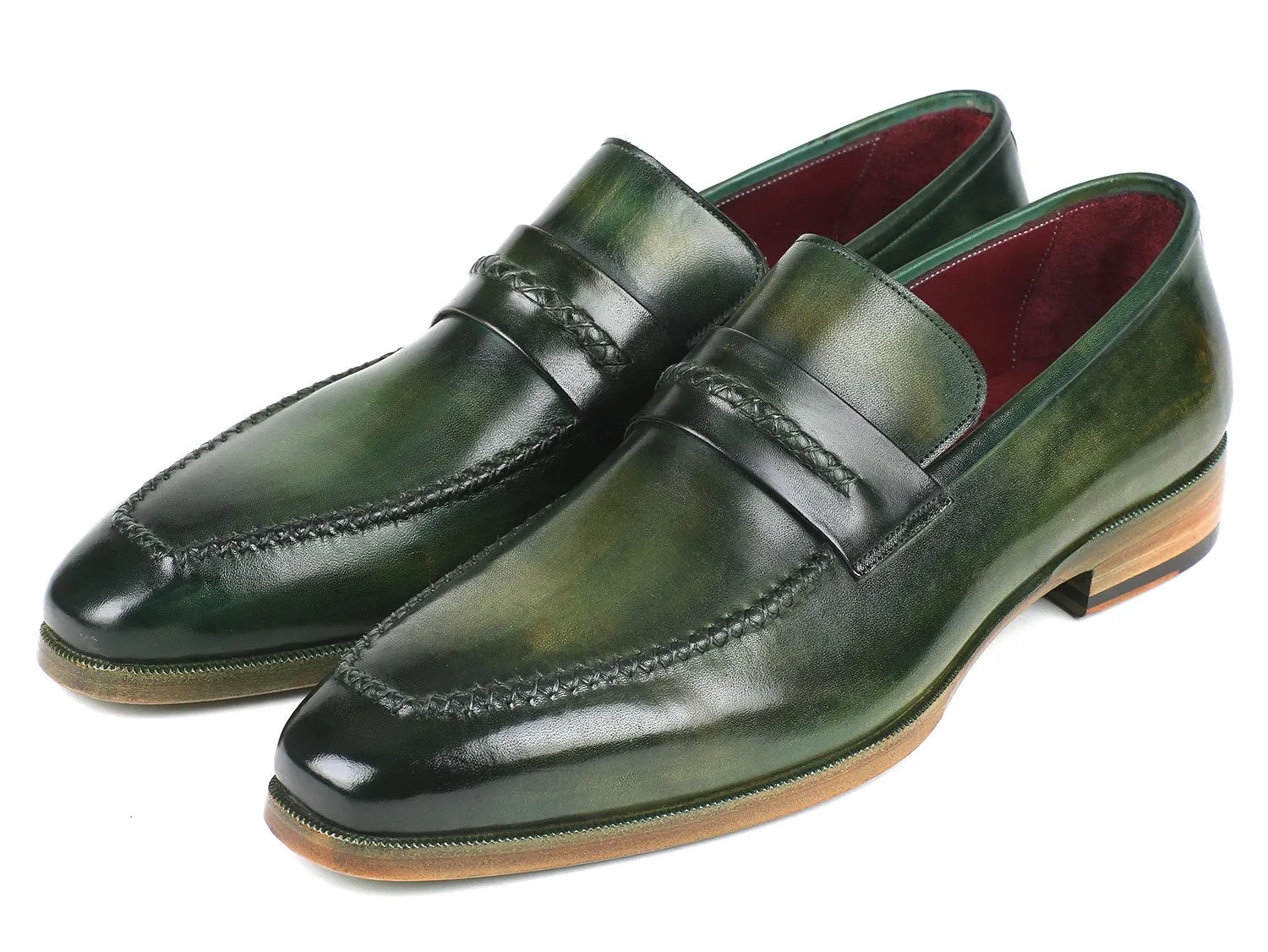 Paul Parkman Schuhe Paul Parkman Herren-Handbemalte Lederloafer in Grün