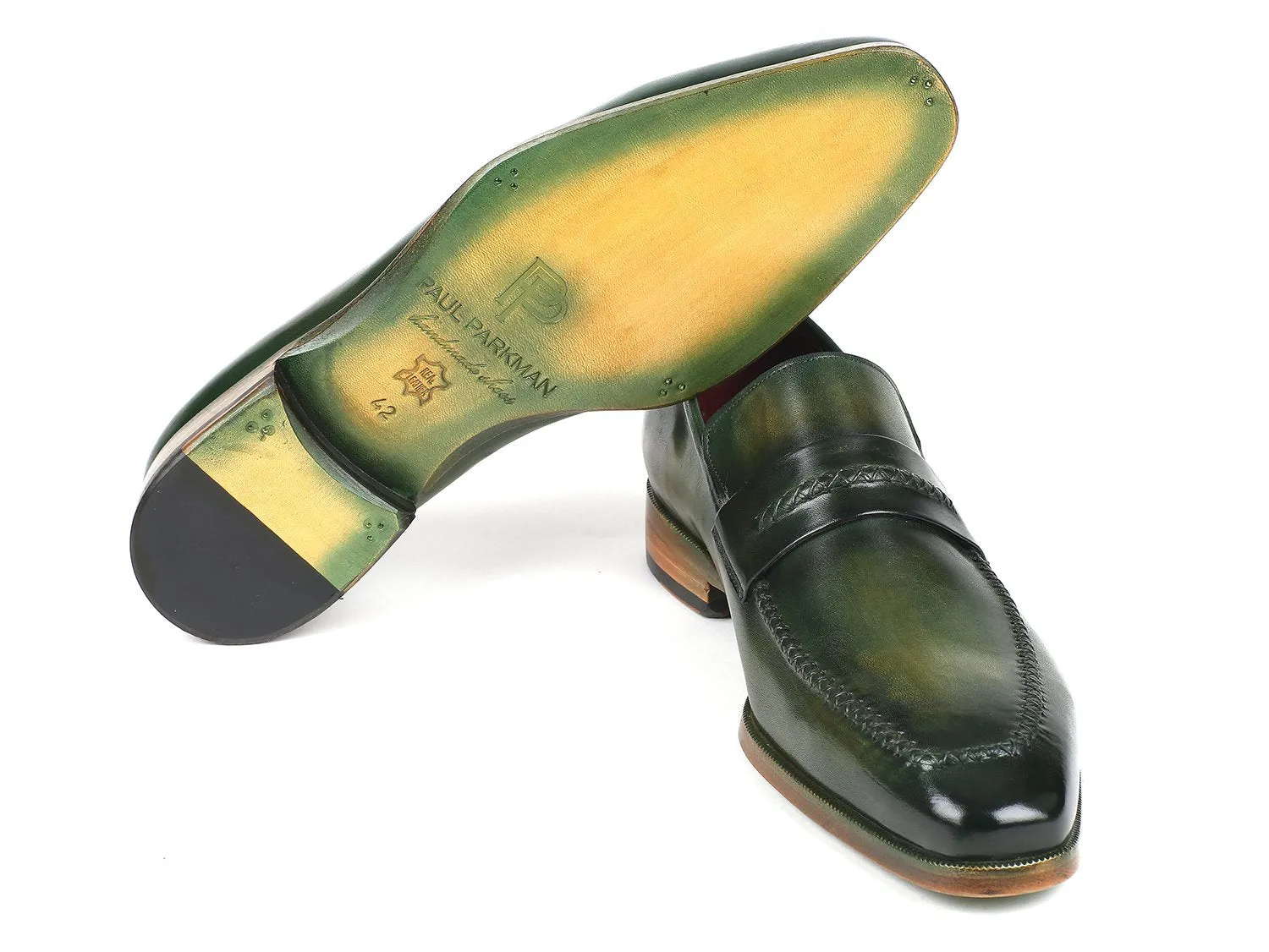 Paul Parkman Schuhe Paul Parkman Herren-Handbemalte Lederloafer in Grün