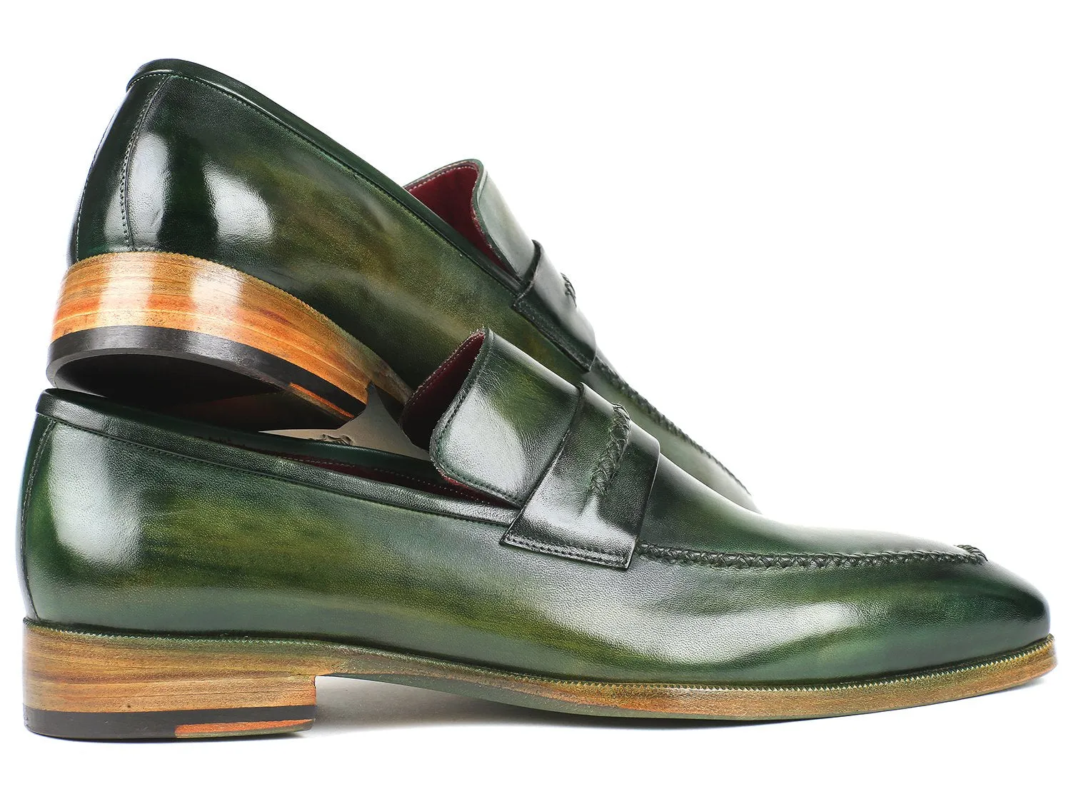 Paul Parkman Schuhe Paul Parkman Herren-Handbemalte Lederloafer in Grün