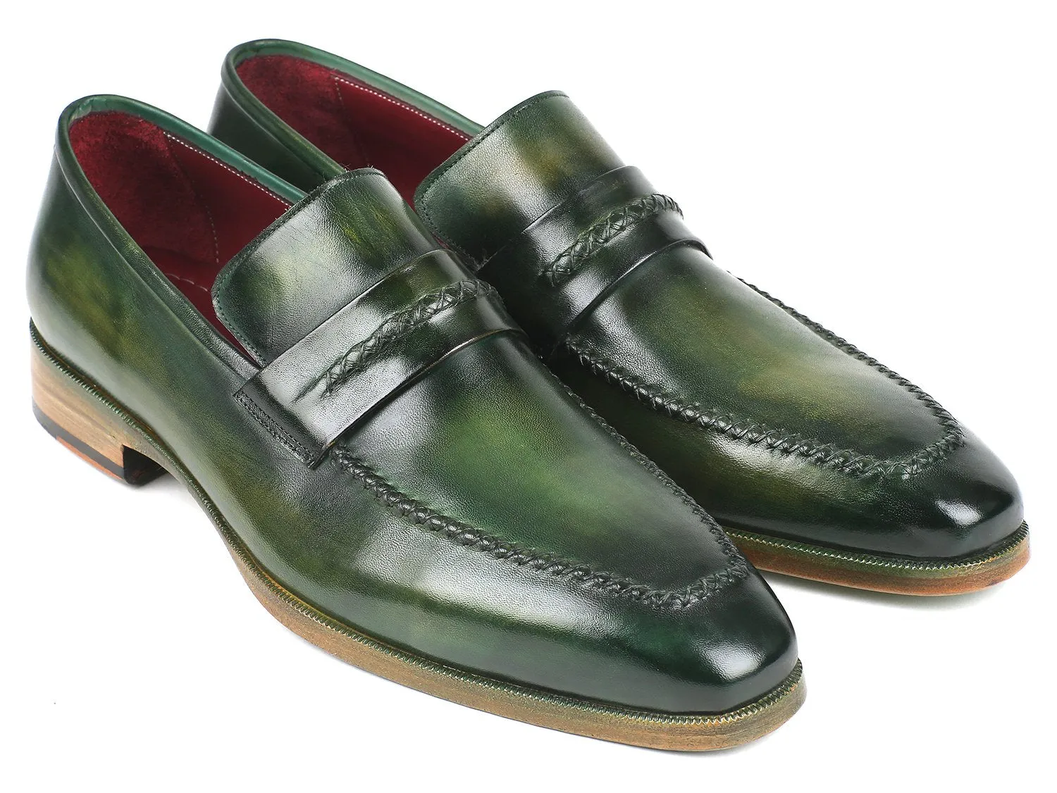 Paul Parkman Schuhe Paul Parkman Herren-Handbemalte Lederloafer in Grün