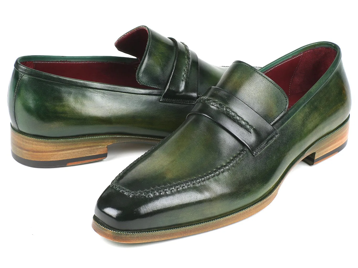 Paul Parkman Schuhe Paul Parkman Herren-Handbemalte Lederloafer in Grün
