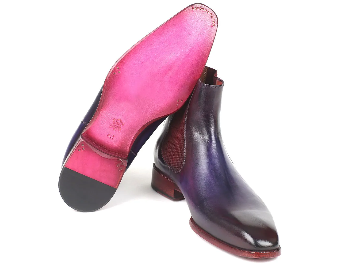 Paul Parkman Schuhe Paul Parkman Herren-Lederchelsea-Stiefel in Marine & Lila