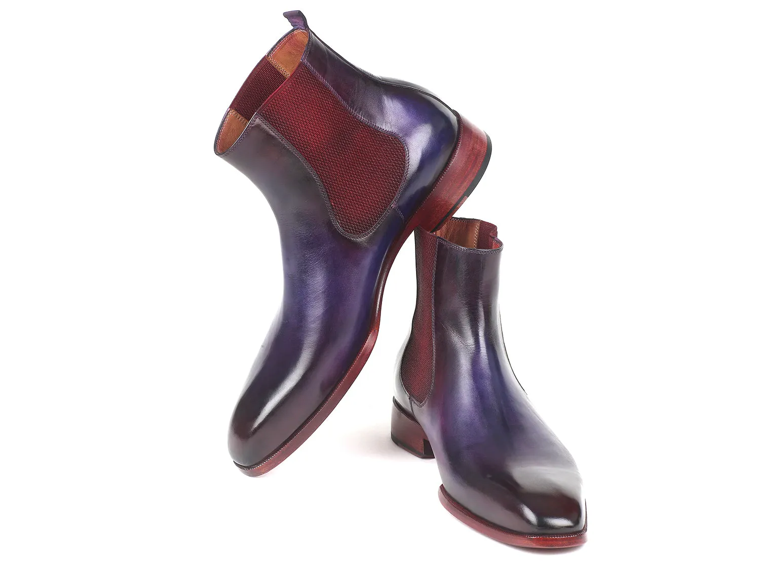 Paul Parkman Schuhe Paul Parkman Herren-Lederchelsea-Stiefel in Marine & Lila