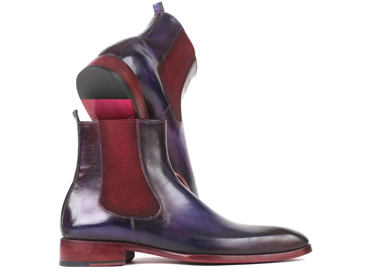 Paul Parkman Schuhe Paul Parkman Herren-Lederchelsea-Stiefel in Marine & Lila