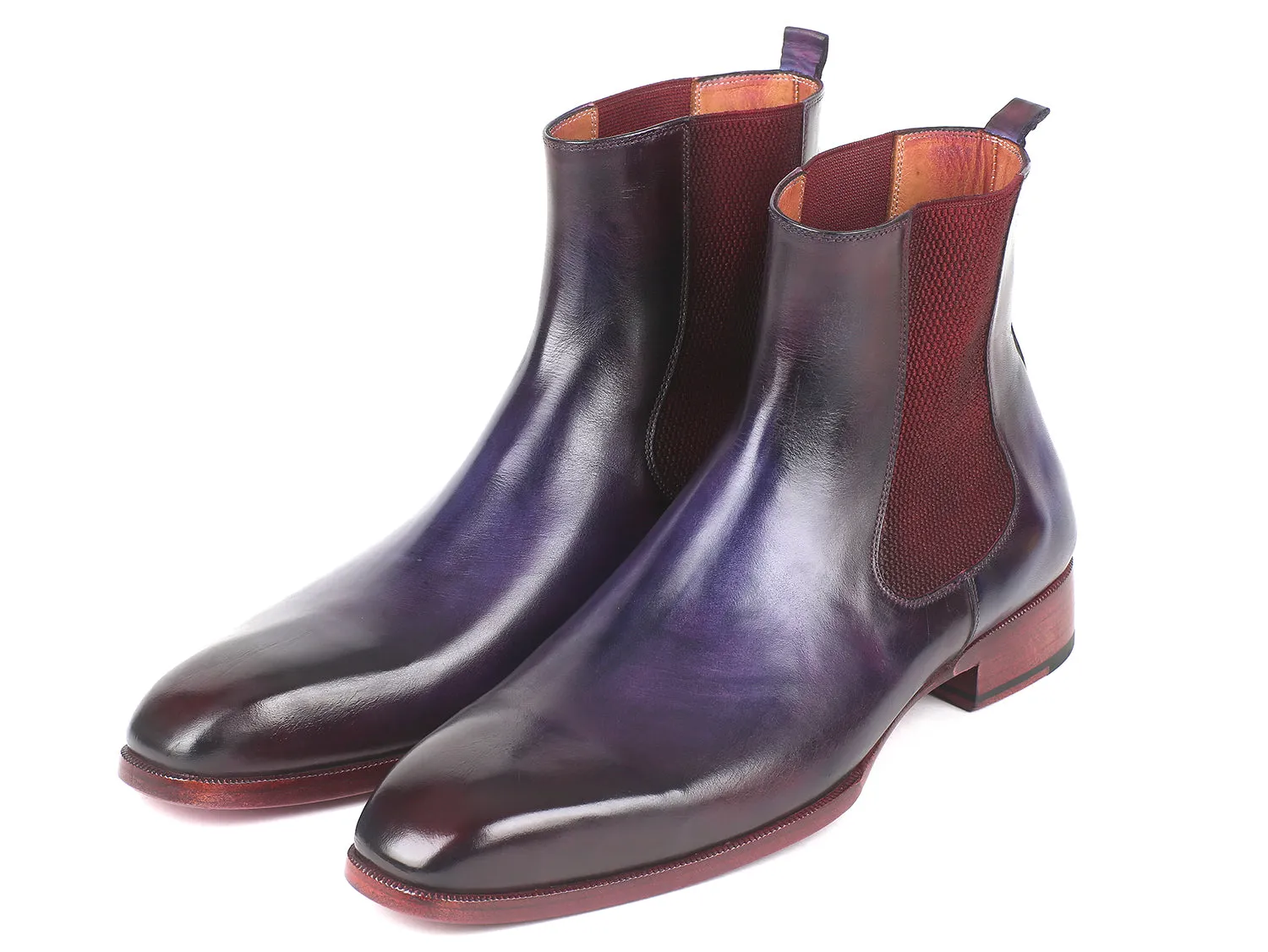 Paul Parkman Schuhe Paul Parkman Herren-Lederchelsea-Stiefel in Marine & Lila