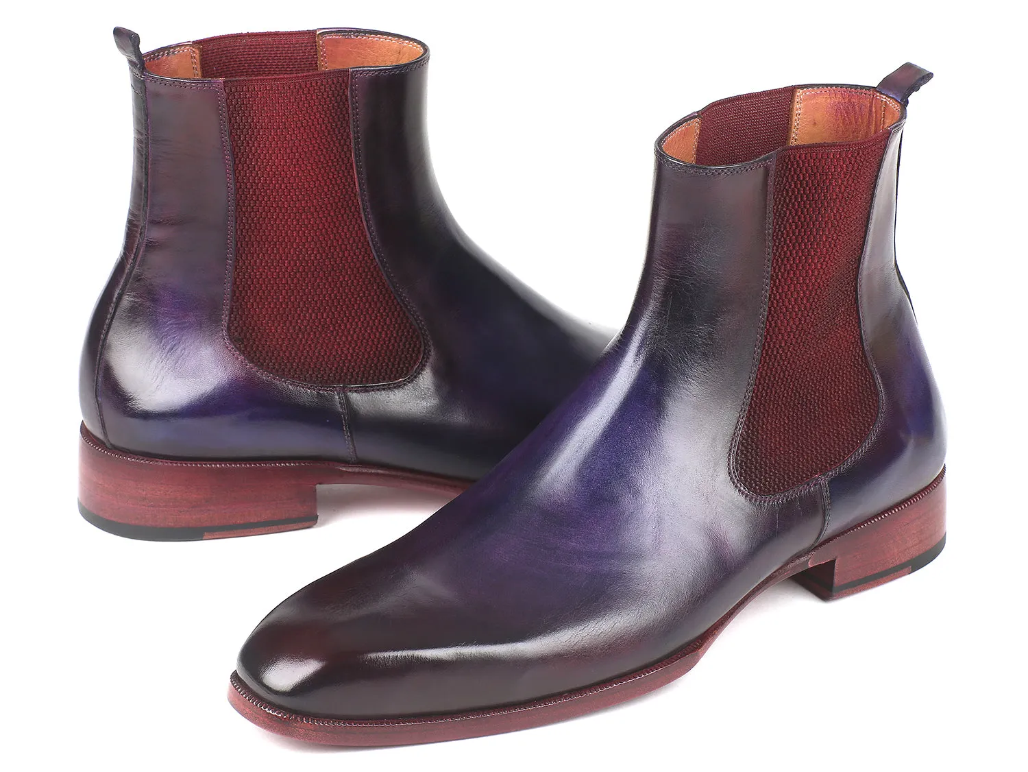 Paul Parkman Schuhe Paul Parkman Herren-Lederchelsea-Stiefel in Marine & Lila