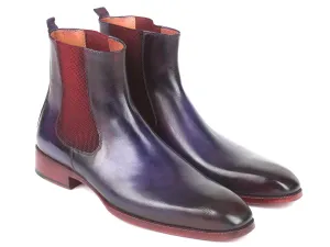 Paul Parkman Schuhe Paul Parkman Herren-Lederchelsea-Stiefel in Marine & Lila