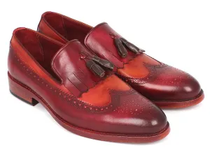 Paul Parkman Schuhe Paul Parkman Herren-Leder-Kiltie-Quasten-Loafer in Tabak & Bordeaux
