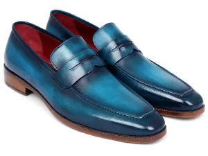 Paul Parkman Schuhe Paul Parkman Herren-Penny-Loafer aus Kalbsleder in Blau & Türkis