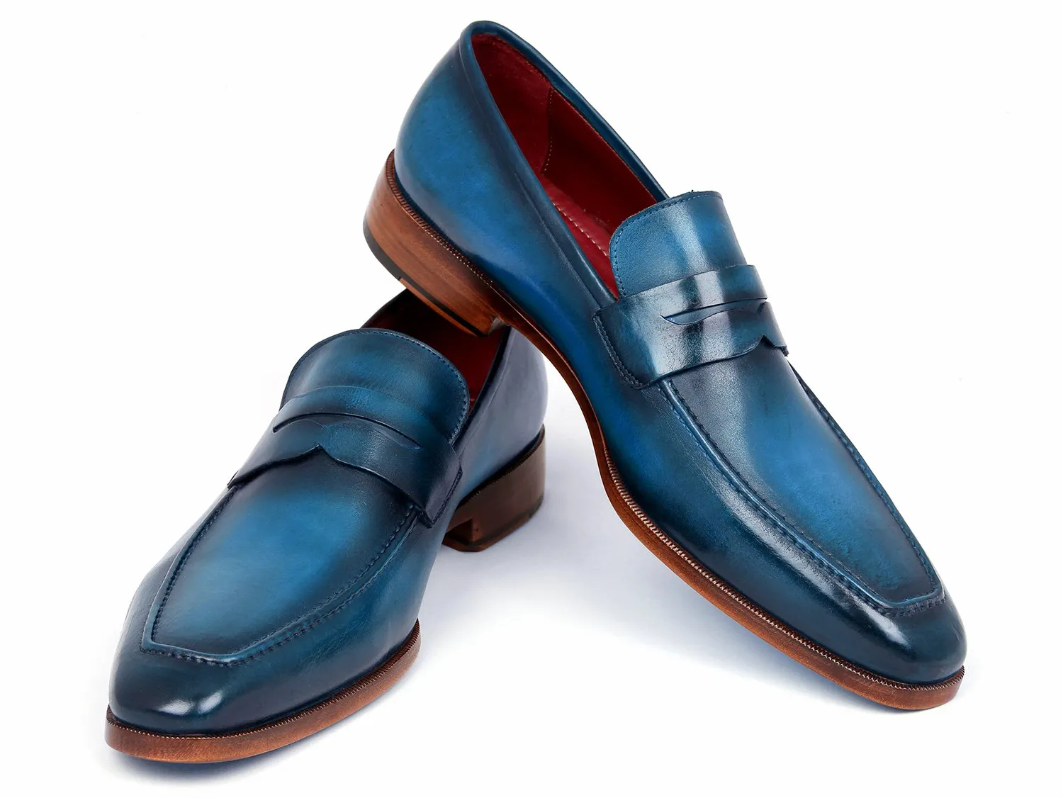 Paul Parkman Schuhe Paul Parkman Herren-Penny-Loafer aus Kalbsleder in Blau & Türkis