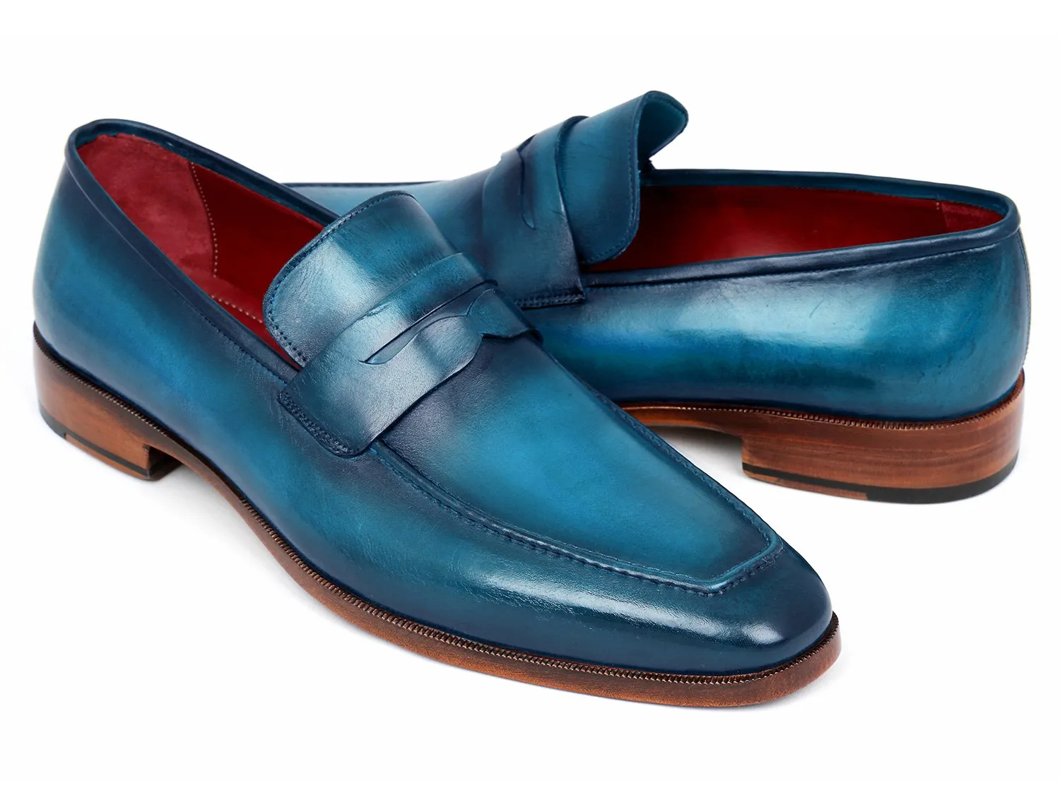 Paul Parkman Schuhe Paul Parkman Herren-Penny-Loafer aus Kalbsleder in Blau & Türkis