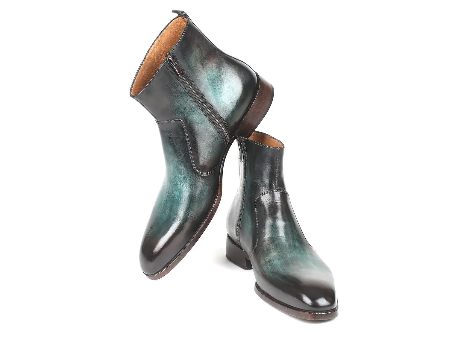 Paul Parkman Schuhe Paul Parkman Herrenstiefel mit Seitlichem Reißverschluss in Türkis Gebürstet