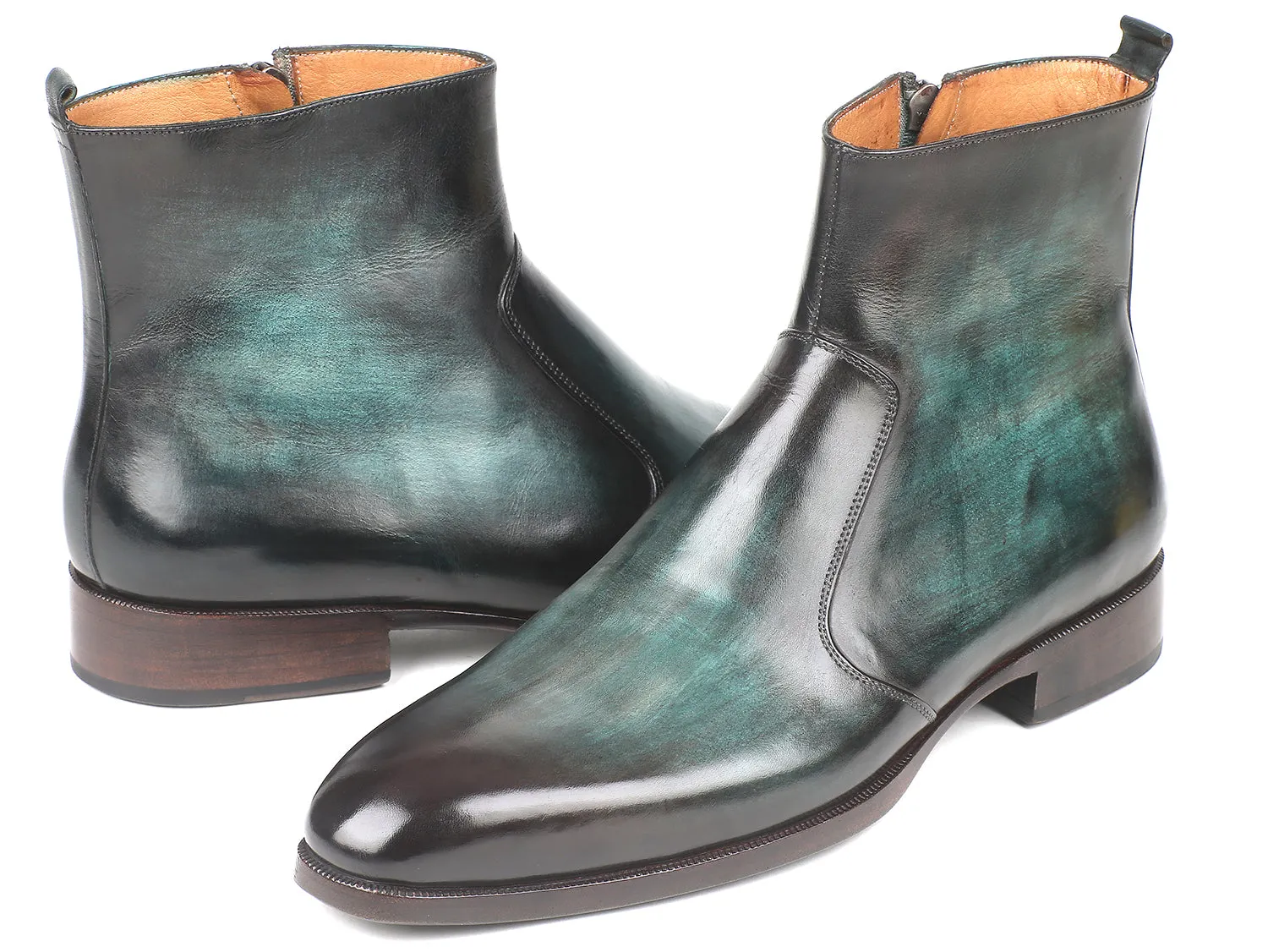Paul Parkman Schuhe Paul Parkman Herrenstiefel mit Seitlichem Reißverschluss in Türkis Gebürstet