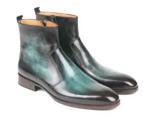 Paul Parkman Schuhe Paul Parkman Herrenstiefel mit Seitlichem Reißverschluss in Türkis Gebürstet