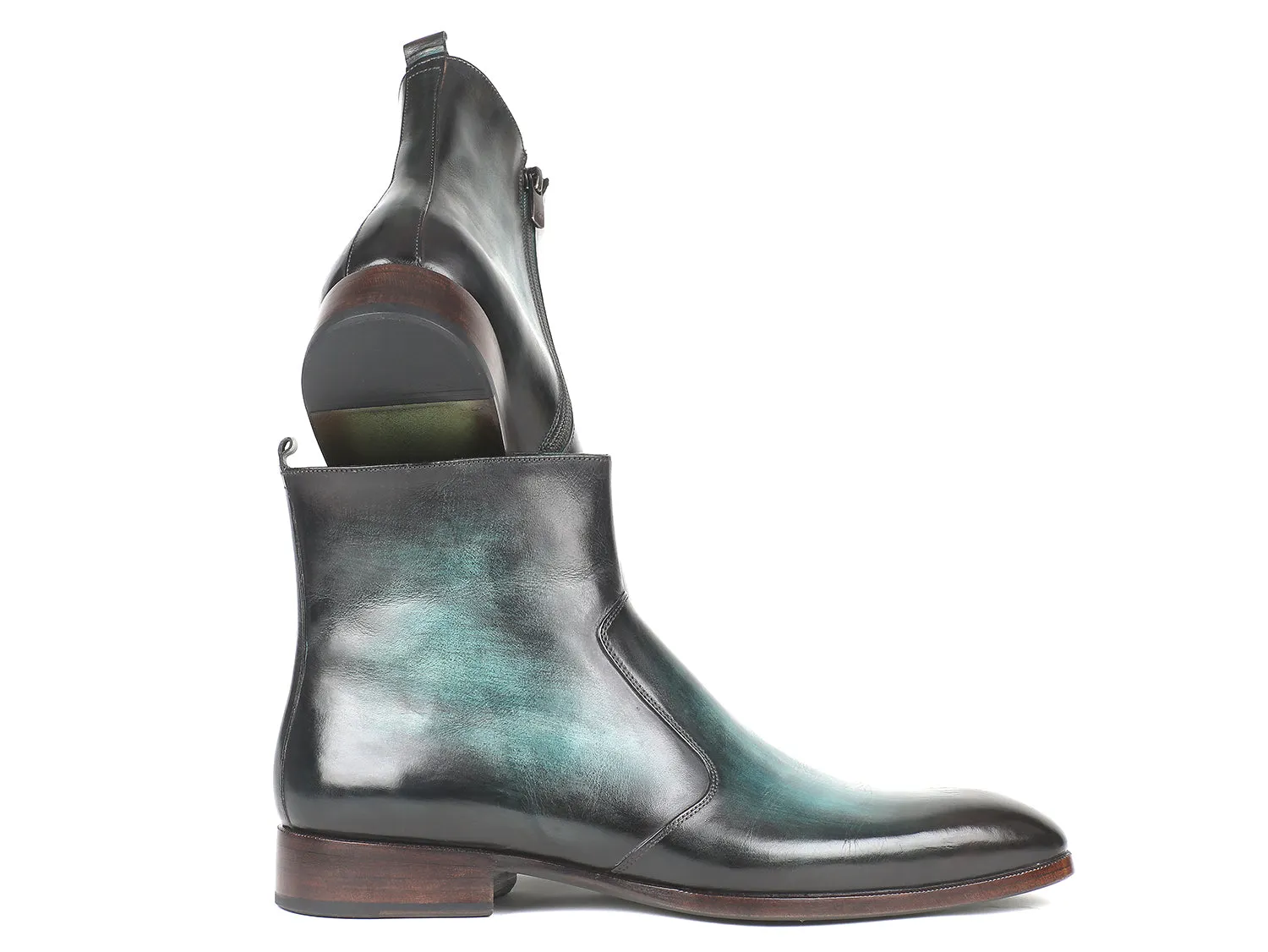 Paul Parkman Schuhe Paul Parkman Herrenstiefel mit Seitlichem Reißverschluss in Türkis Gebürstet