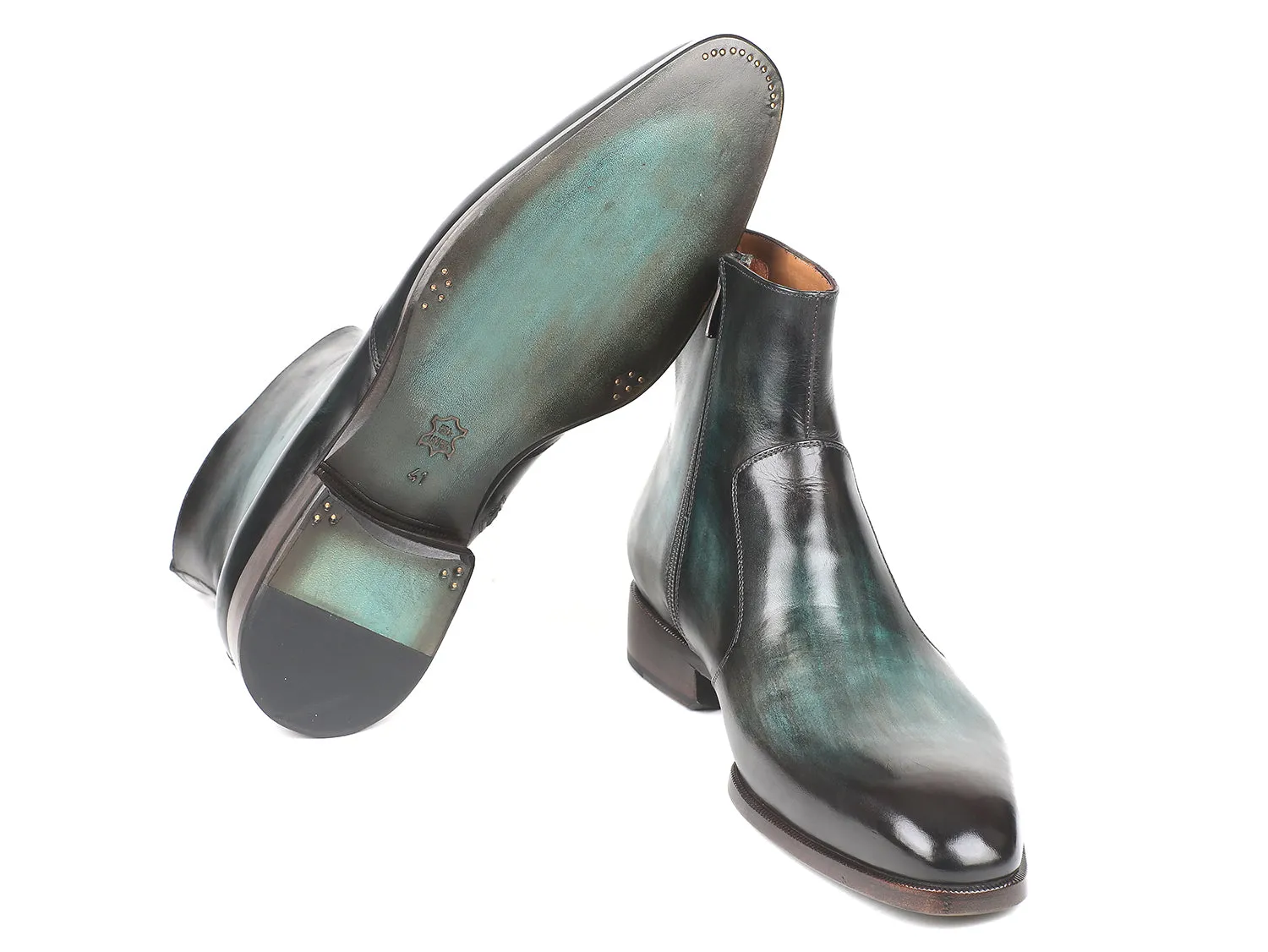 Paul Parkman Schuhe Paul Parkman Herrenstiefel mit Seitlichem Reißverschluss in Türkis Gebürstet
