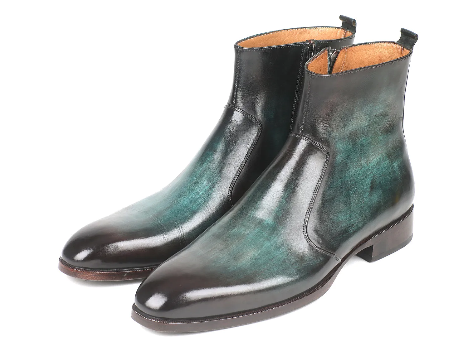 Paul Parkman Schuhe Paul Parkman Herrenstiefel mit Seitlichem Reißverschluss in Türkis Gebürstet