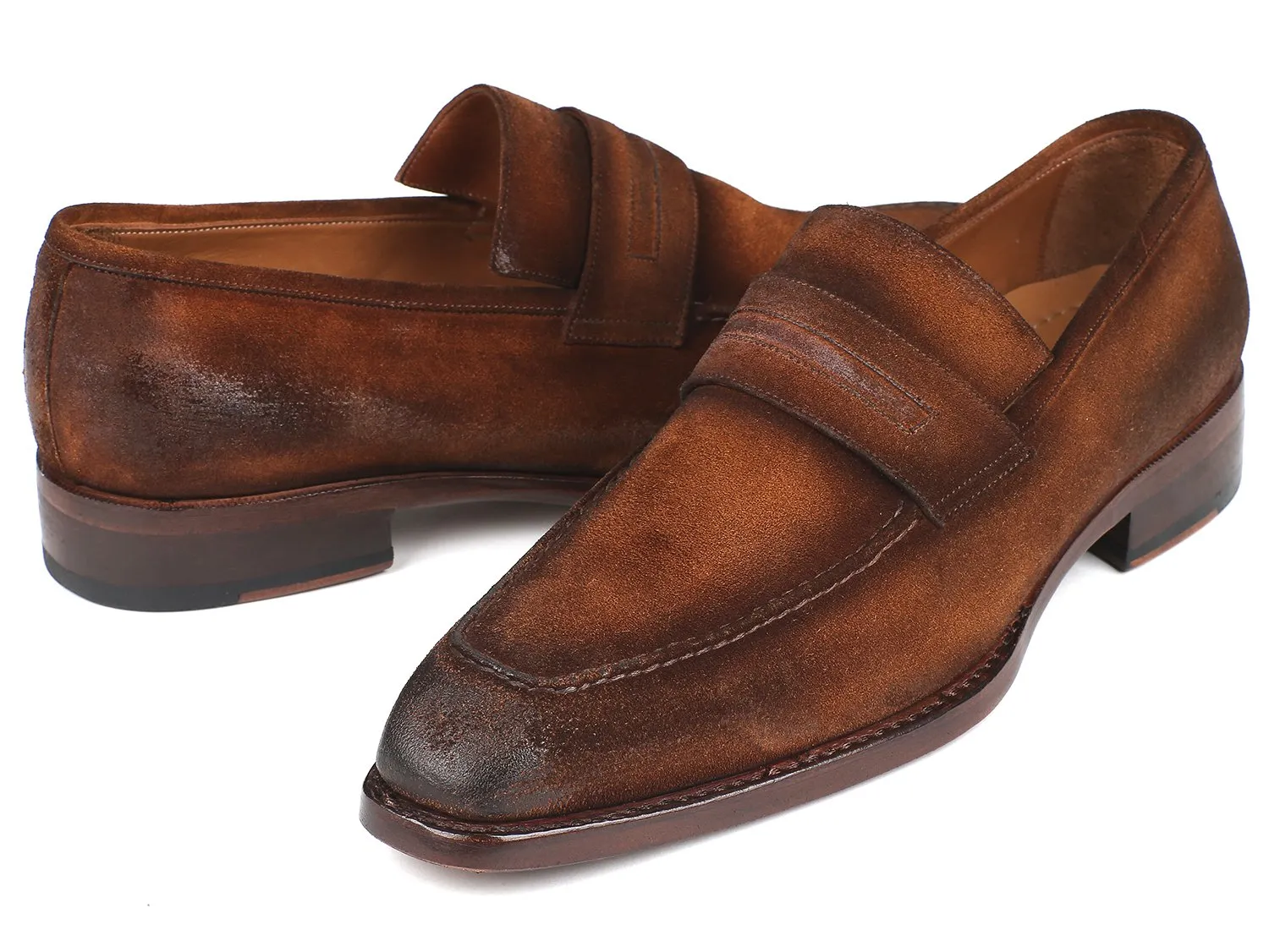 Paul Parkman Schuhe Paul Parkman Herren Wildleder Goodyear durchgenähte Loafers in Braun Antik