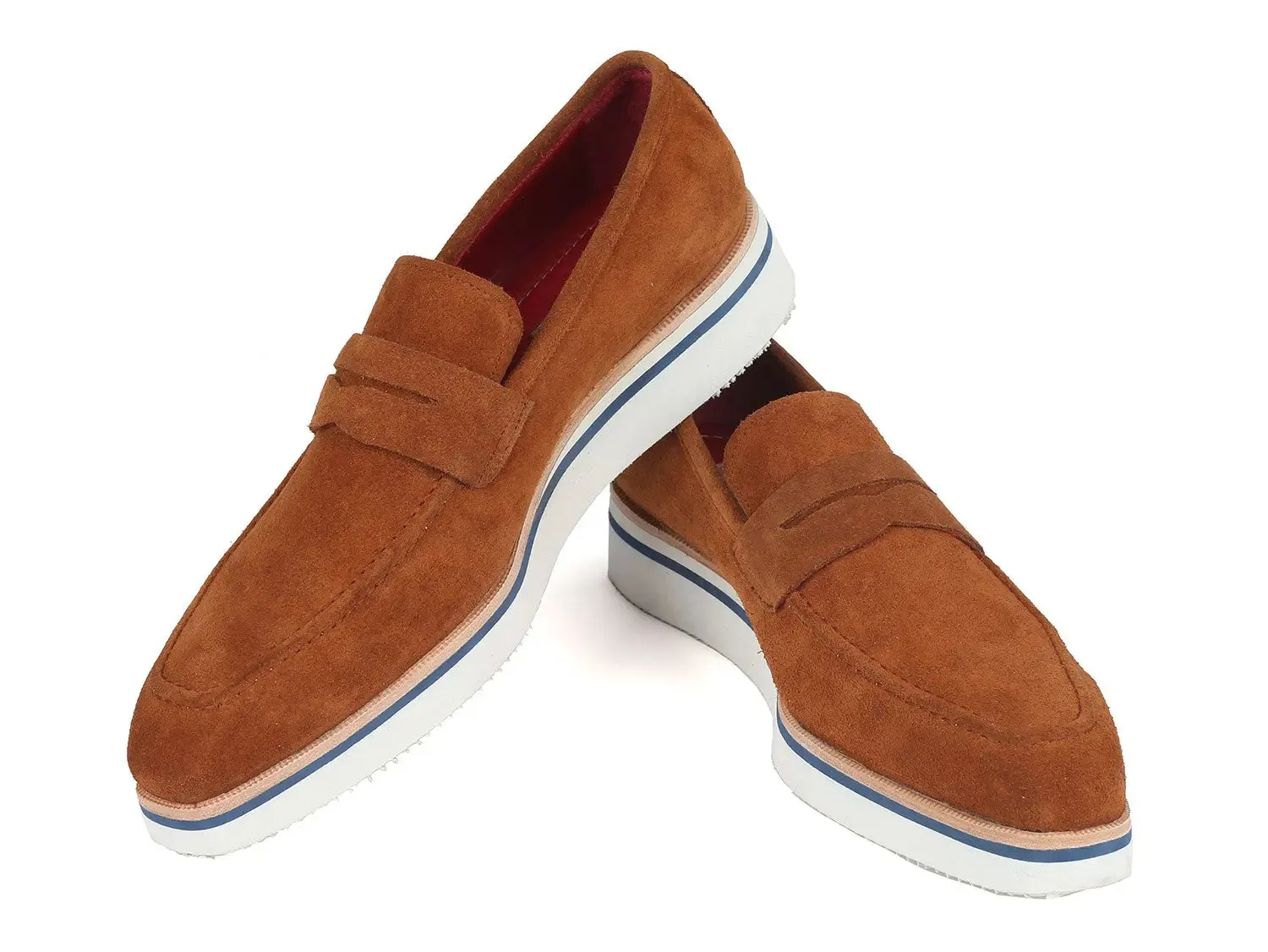 Paul Parkman Schuhe Paul Parkman Herren Wildleder Smart Casual Penny Loafers in Kamel