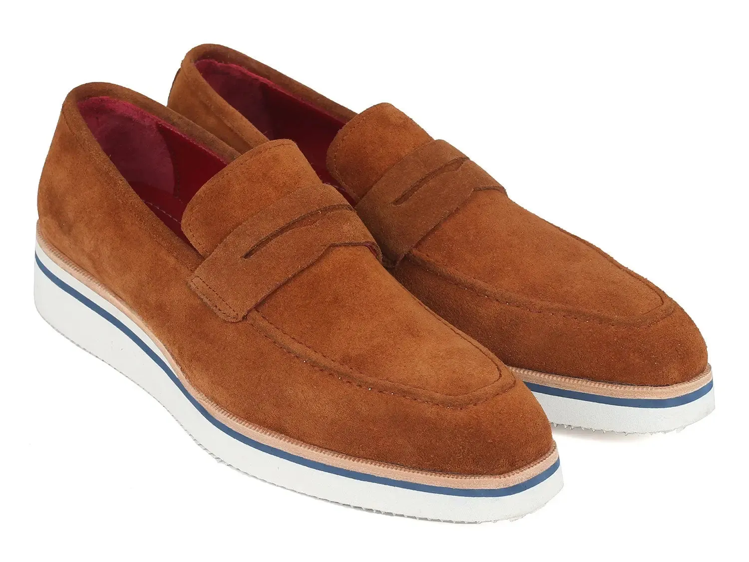 Paul Parkman Schuhe Paul Parkman Herren Wildleder Smart Casual Penny Loafers in Kamel