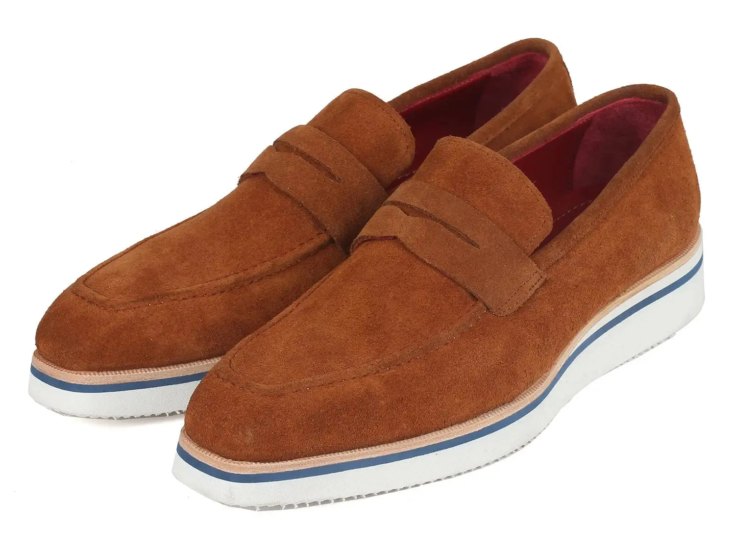 Paul Parkman Schuhe Paul Parkman Herren Wildleder Smart Casual Penny Loafers in Kamel