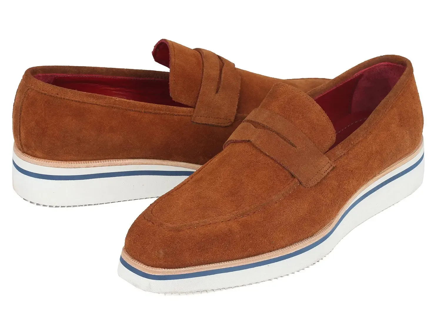 Paul Parkman Schuhe Paul Parkman Herren Wildleder Smart Casual Penny Loafers in Kamel