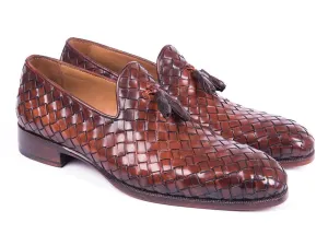 Paul Parkman Schuhe Paul Parkman Herren Geflochtene Lederquasten-Loafer in Braun