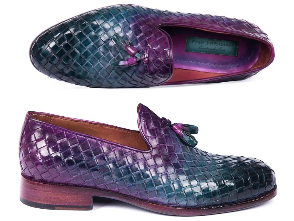 Paul Parkman Schuhe Paul Parkman Herren Gewebte Leder Quasten Loafers in Mehrfarbig