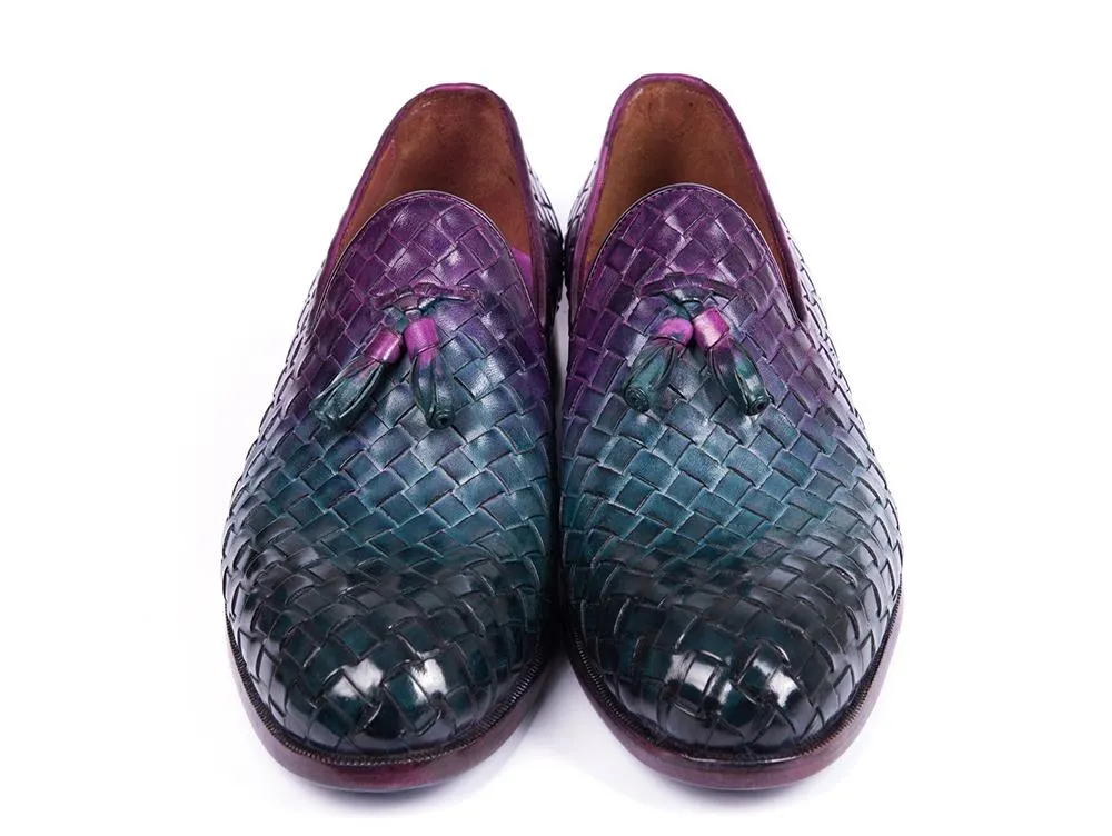 Paul Parkman Schuhe Paul Parkman Herren Gewebte Leder Quasten Loafers in Mehrfarbig