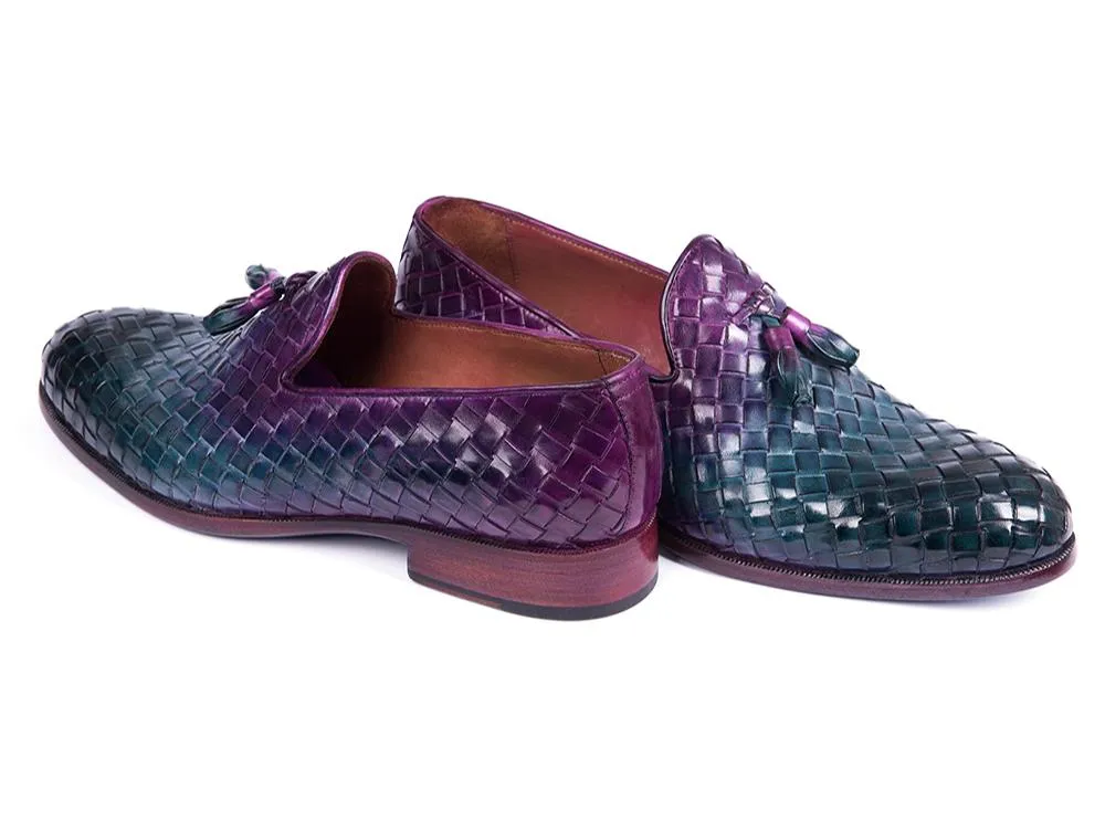 Paul Parkman Schuhe Paul Parkman Herren Gewebte Leder Quasten Loafers in Mehrfarbig
