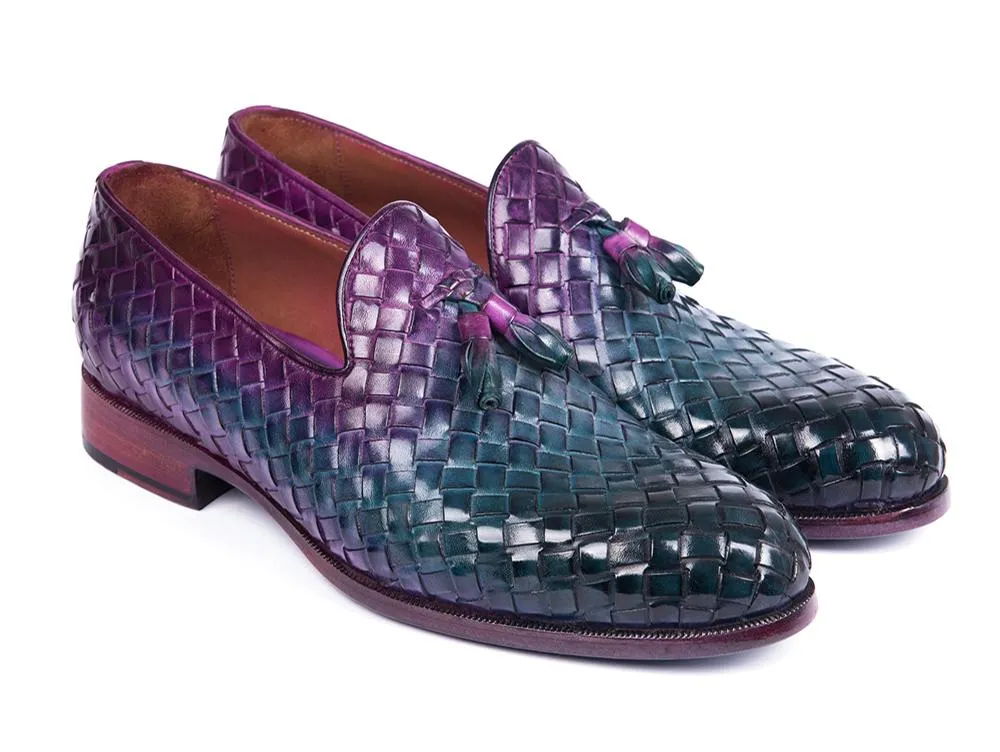 Paul Parkman Schuhe Paul Parkman Herren Gewebte Leder Quasten Loafers in Mehrfarbig